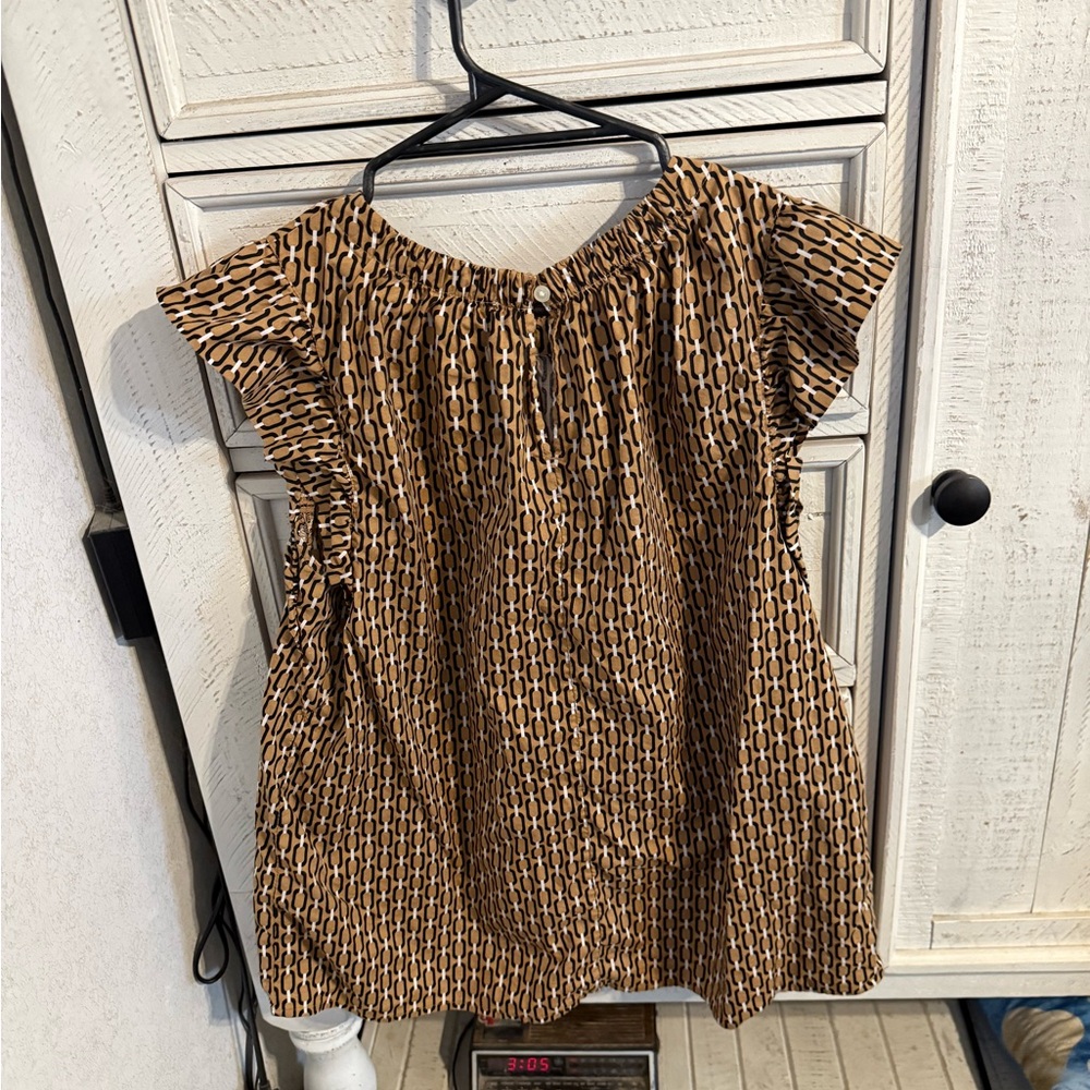 Brown Patterned Blouse - image 3